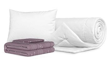 Комплект  Одеяло Beat + Подушка Sky + Комплект постельного белья Askona Home Stitch, цвет: Бордовый