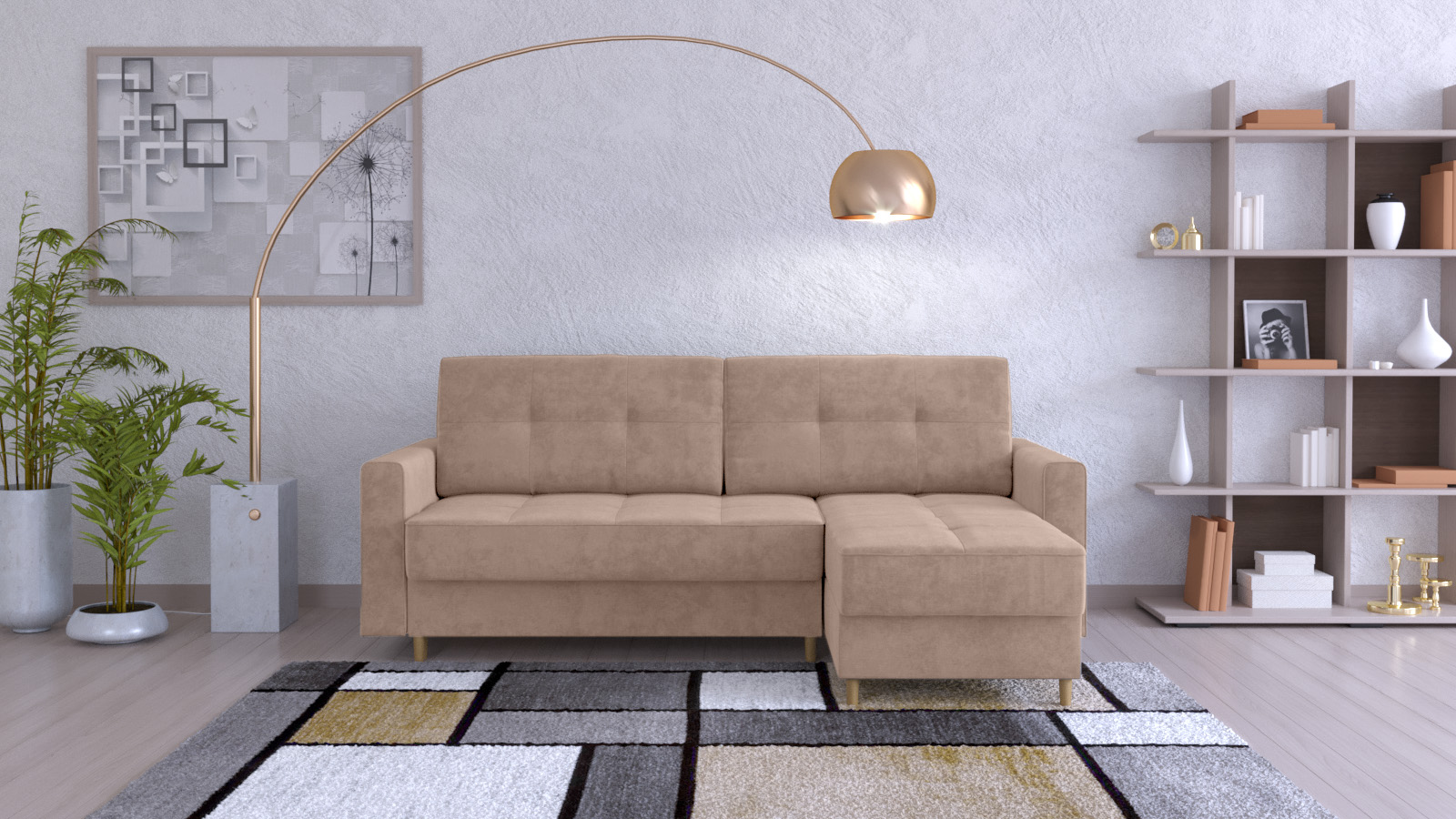 Угловой диван Amani-B Casanova beige с широкими подлокотниками