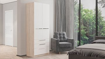 Шкаф двухдверный Noble 90 см с ящиками, цвет Дуб бардолино&Белый