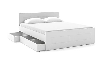Кровать двуспальная с 2мя ящиками Istra, цвет Белый